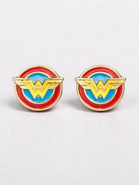 Wonder Woman Logo Stud Earrings - Red, Blue, Yellow